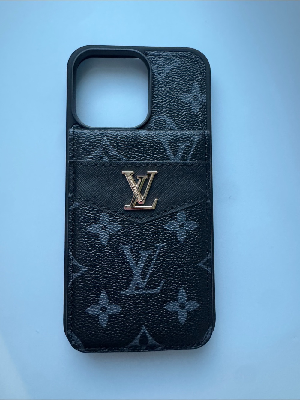 15 pro max black  Monogram Card Slot iPhone Case
